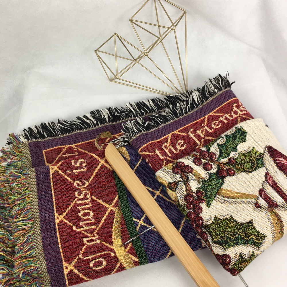 Jewel Tone Colored Christmas Ornament Woven Throw - Picture 5 of 8
